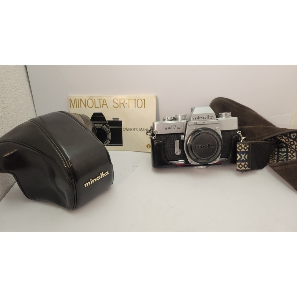 Vintage Minolta SR-T 101 35mm SLR Film Camera Body with Case, Strap & Manual